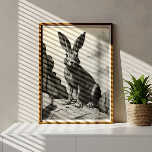 Hare graphite portrait print - portrait, |