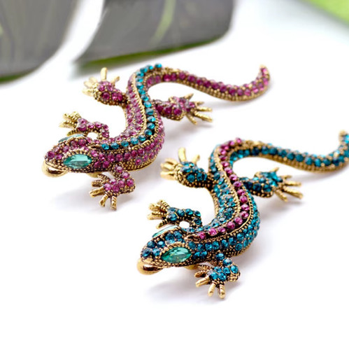 Lizard rhinestone brooch pin - rhinestone,