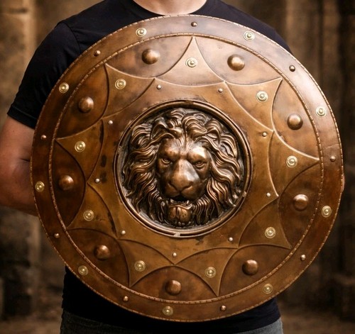 Brown metal lion - metal, face