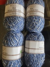 Blue Mohair Shine Yarn 4x 100g