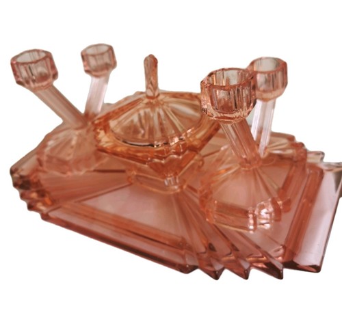 Vintage art deco pink glass - art,