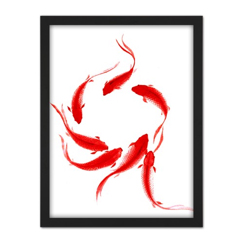 Koi fish painting - koi, framed