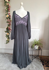 STUNNING *ASOS CURVE* GREY PLEATED MAXI DRESS WITH EMBROIDERED BODICE Sz 18