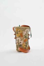 NEW ZARA NEW RAFFIA MINI CROSSBODY BAG EMBROIDERED ORANGE TAN STRAP REF 6211/910