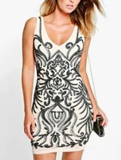 BOOHOO BOUTIQUE TAMMI EMBELLISHED BODYCON DRESS UK 6 LN023 ii 15