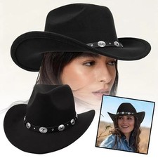 Cowboy Western Hat Cowgirl Line Dancing Soft Black Buckle Womens Fashion Hat