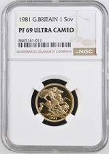 1981 Royal Mint UK Gold Proof Full Sovereign NGC PF69 Ultra Cameo