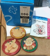 Piggin 3 Ornaments 14341 by David Corbridge 2010 VGC Boxed Very Rare 