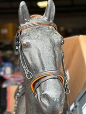  NEW LEATHER PADDED COMFORT BRIDLE ORANGE COLOUR PADDING CONTRAST STITCHING 