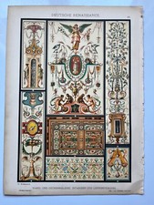 German Renaissance Wall Ceiling Painting antique chromolithograph 1889 Dolmetsch