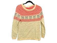 Woolrich Owls Sweater Fair Isle Wool Mohair Slouchy Womens Size Medium