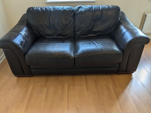 Leather sofas - (x2),