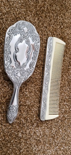 Ornate silver chrome vanity - silver,