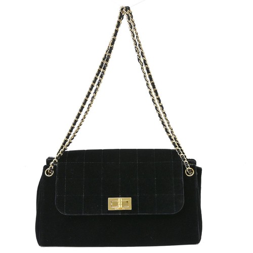 Best08 chanel black velvet - black,