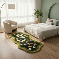 Green Moss 3D Floral Area Rug