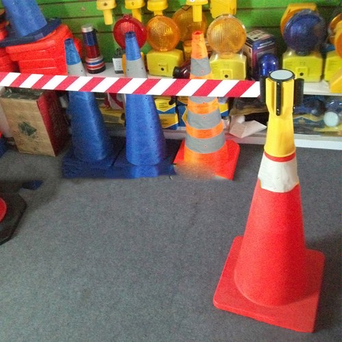 Yellow red traffic cone - red,