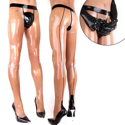 Mens clear latex trousers - clear,