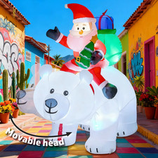 6FT Movable Head Bear Santa
