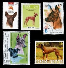 HAIRLESS DOG BREEDS INTERNATIONAL POSTAGE STAMPS x 5 different