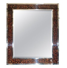 EXQUISITE RALPH LAUREN RRP £7600 CITY MODERN CHROME TORTOISE SHELL FRAMED MIRROR