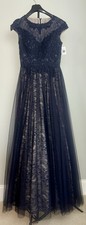 Xscape Navy Embroidered Lace