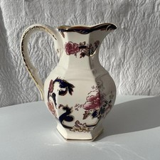 Masons Ironstone Jug Blue Mandalay Floral Gilt Printed & Painted Made in England
