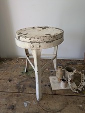 Vintage Metal White Tripod Three Legged Milking Stool Chair Dairy Seat Barn Old