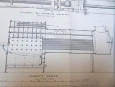 1887 UNIVERSITY COLLEGE LONDON STEAM ENGINE PLAN OF ROOM OF ENGINEERING LAB RARE