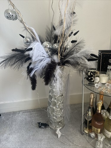 Glitter silver floor vase - glitter,