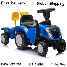 New Holland T7 Tractor Ride On With Trailer Kids Childrens Outdoor Fun Play Toy