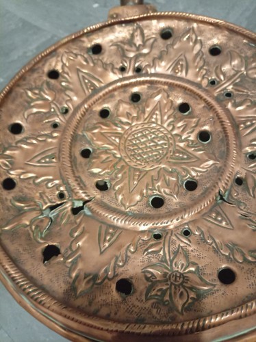 Antique copper bed warming pan - copper,