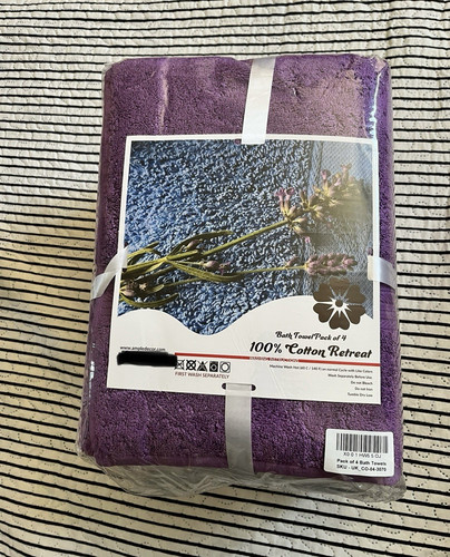 100 cotton purple bath towels - cotton,