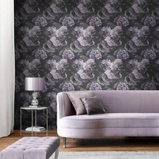 Lipsy London Issey Wallpaper 144060 Mauve Peony Chrysanthemum Blossoms Muriva