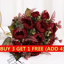 9 Heads Of Peony Flowers Artificial Flowers For Home Wedding Gardening Decor UK