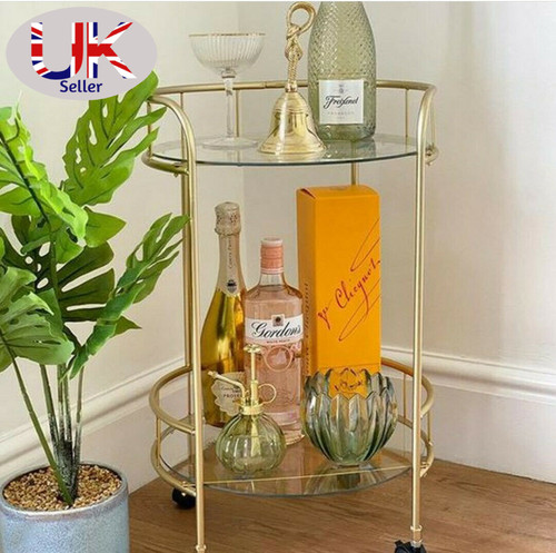 Gold drinks trolley with glass - drinks,