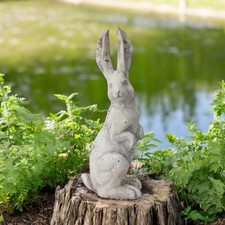 Stone effect hare sculpture - stone,