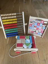 Wooden Toys for 1-5 year old. Abacus, Brick trolley, alphabet 