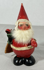 Vintage Western Germany Santa Candy Container Paper Mache with Bag 6.5"