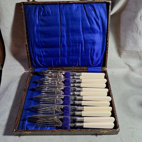 Vintage fish cutlery cased - fish,