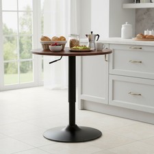 Vintage Round Bar Pub Table Adjustable Height Bistro Counter Table with Gas Lift