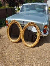 Pair Of French Regency Rococo Ornate Gilded Oval Mirrors 3ft High 