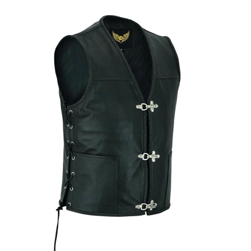 Mens leather vest buckle - mens,
