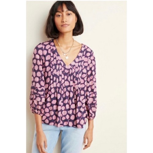 Maeve cathy pleated neck top - v,