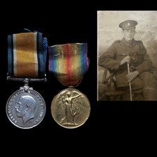 Royal Garrison Artillery WIA Gas 1918 WW1 British Medal Pair Birmingham RGA