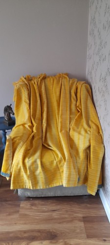 Vintage yellow retro curtains - vintage,