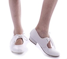 TAP SHOES, WHITE! LOW HEEL