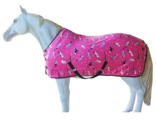 Pink horse print stable rug - pink,