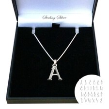 Sterling Silver Letter Necklace, ID Necklace, Any Initial Pendant in Gift Box