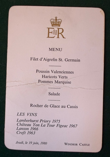 Antique royal dinner menu - royal,