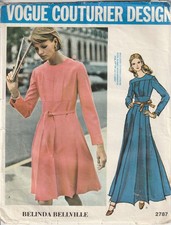 RARE 1972 Vintage Vogue Couturier Sewing Pattern 2787 BELLVILLE Dress  B34 UNCU